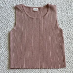 Silk & Salt Stylish Ribbed Tank Top in Pink Sz M